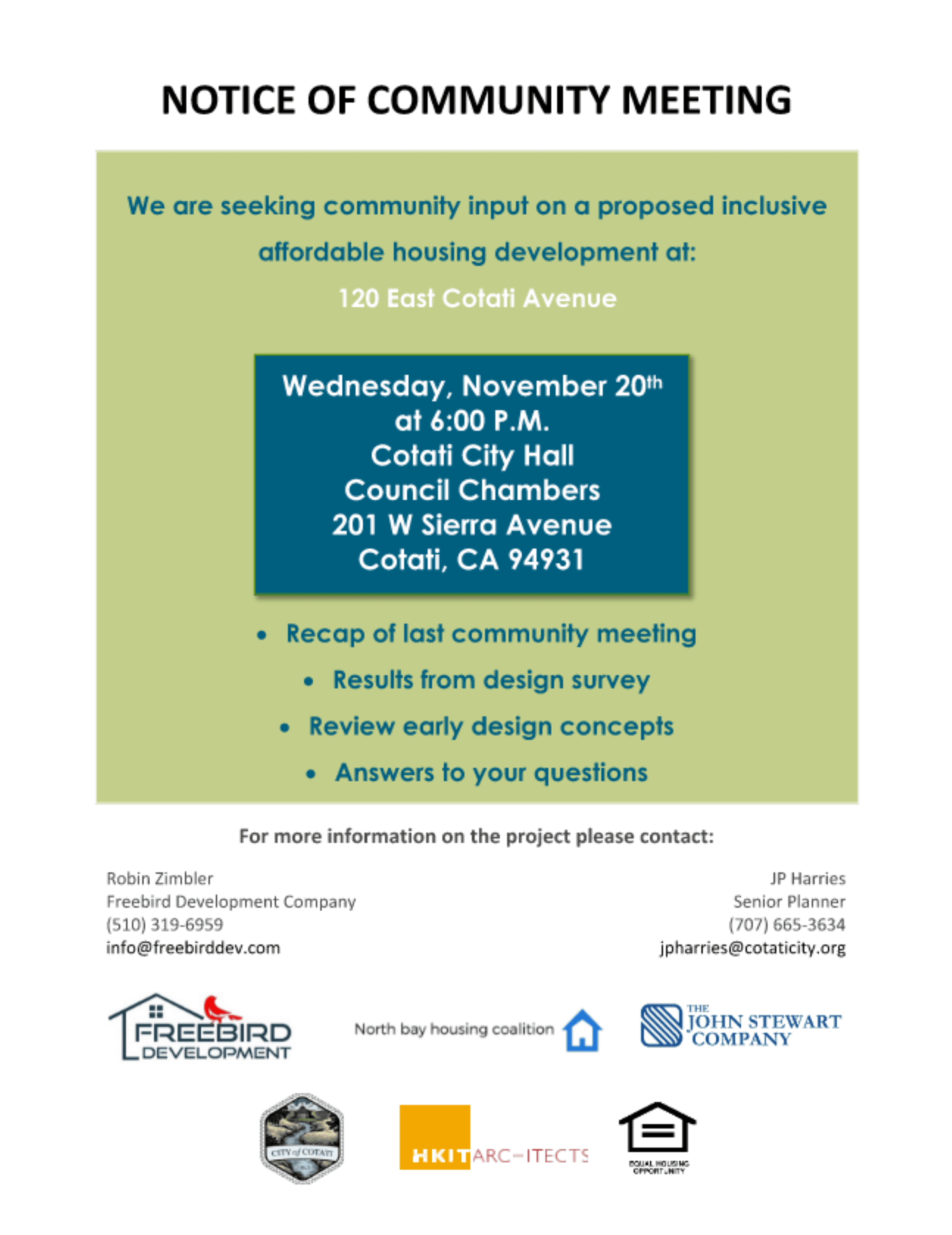120 E Cotati Ave Community Meeting #2